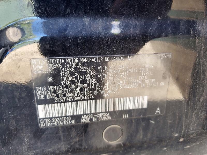 Aukcja sprzedaży 2010 Toyota Rav4, vin: 2T3ZF4DV3AW046874, numer aukcji: 71037316