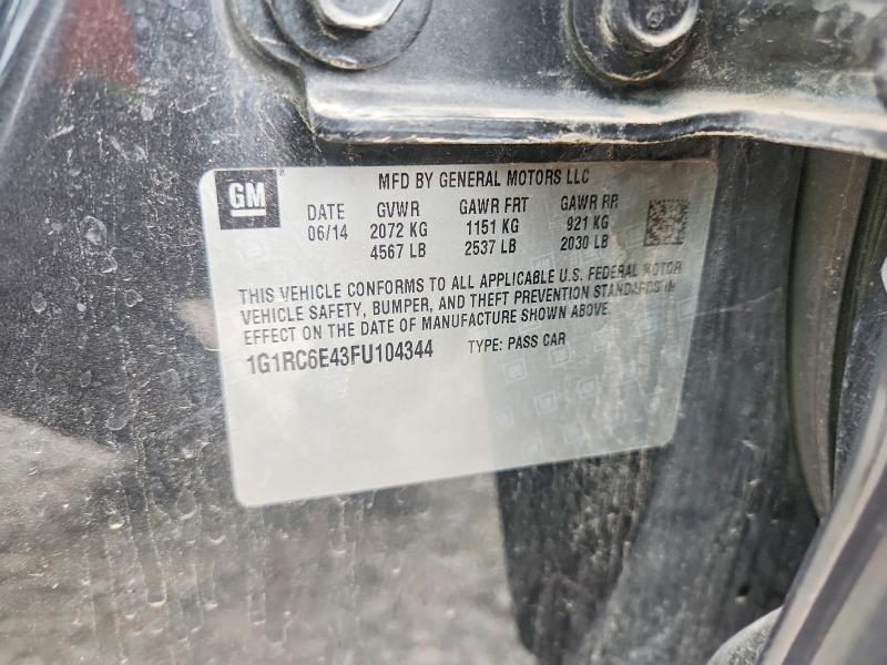 2015 Chevrolet Volt მანქანა იყიდება აუქციონზე, vin: 1G1RC6E43FU104344, აუქციონის ნომერი: 69425736