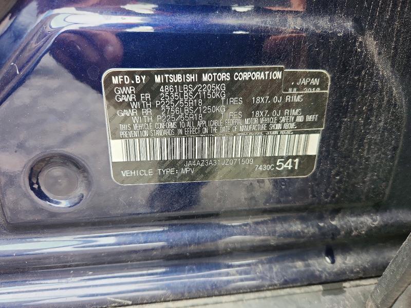 Продажа на аукционе авто 2018 Mitsubishi Outlander, vin: JA4AZ3A31JZ071509, номер лота: 69527316