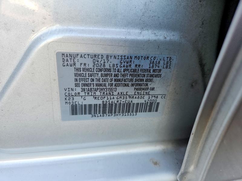 Продажа на аукционе авто 2017 Nissan Sentra, vin: 3N1AB7AP3HY315513, номер лота: 68545766