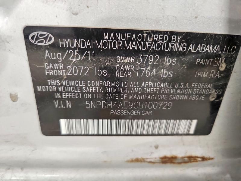 Продаж на аукціоні авто 2012 Hyundai Elantra, vin: 5NPDH4AE9CH100729, номер лоту: 70553066