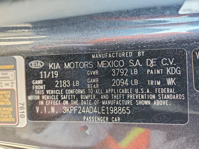 Aukcja sprzedaży 2020 Kia Forte, vin: 3KPF24AD4LE198865, numer aukcji: 68778106