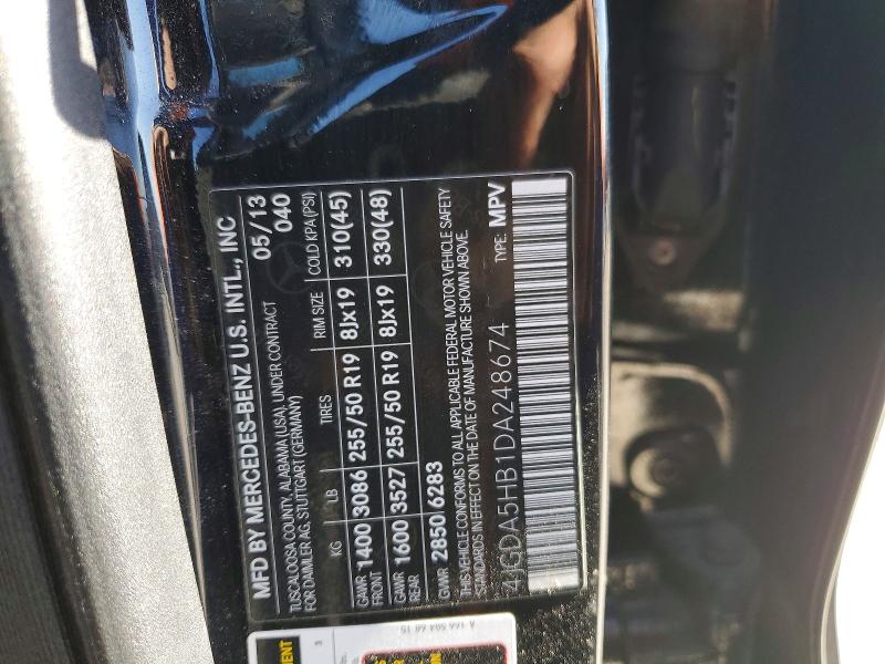Auction sale of the 2013 Mercedes-benz Ml, vin: 4JGDA5HB1DA248674, lot number: 66862326