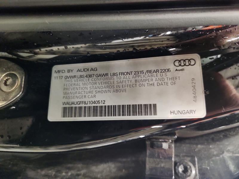 67505116 :رقم المزاد ، WAUAUGFF8J1040512 vin ، 2018 Audi A3 مزاد بيع