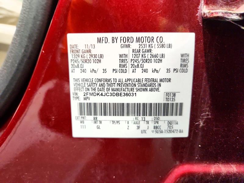 Aukcja sprzedaży 2013 Ford Edge, vin: 2FMDK4JC3DBE36031, numer aukcji: 67224366