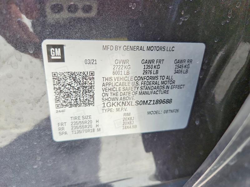 67351206 :رقم المزاد ، 1GKKNXLS0MZ189688 vin ، 2021 Gmc Acadia مزاد بيع