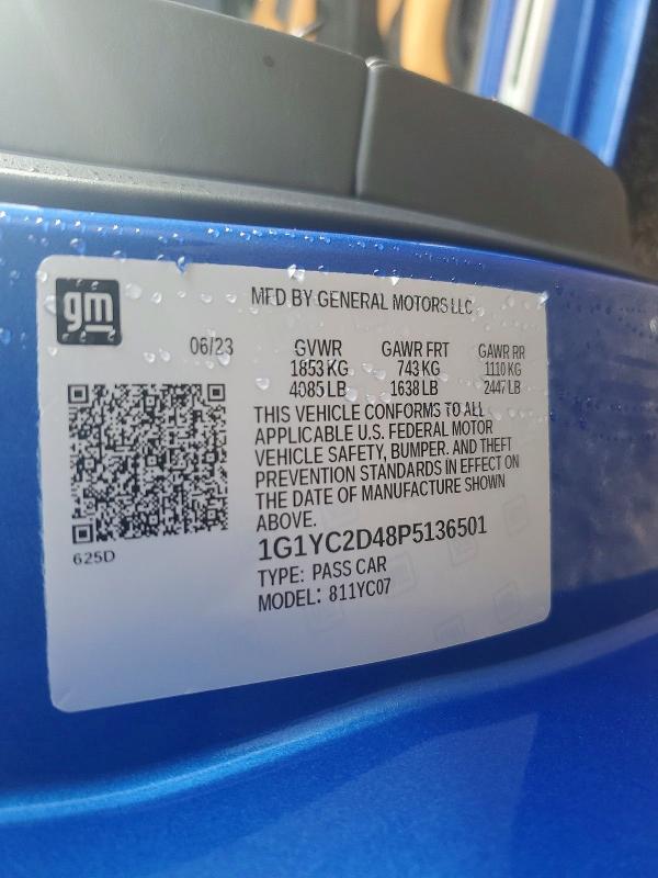 Продажа на аукционе авто 2023 Chevrolet Corvette, vin: 1G1YC2D48P5136501, номер лота: 70555676