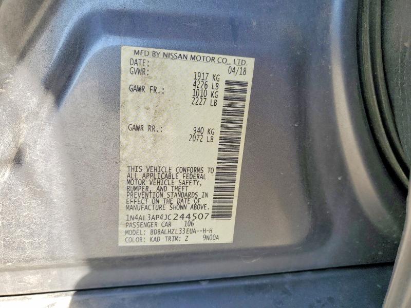 66856816 :رقم المزاد ، 1N4AL3AP4JC244507 vin ، 2018 Nissan Altima مزاد بيع