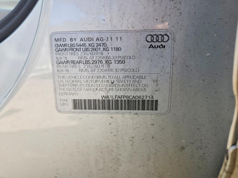 Aukcja sprzedaży 2012 Audi Q5, vin: WA1LFAFP8CA062714, numer aukcji: 68715286