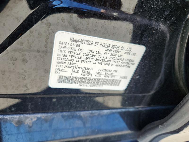 67359396 :رقم المزاد ، JNKBV61F88M265235 vin ، 2008 Infiniti G35 مزاد بيع