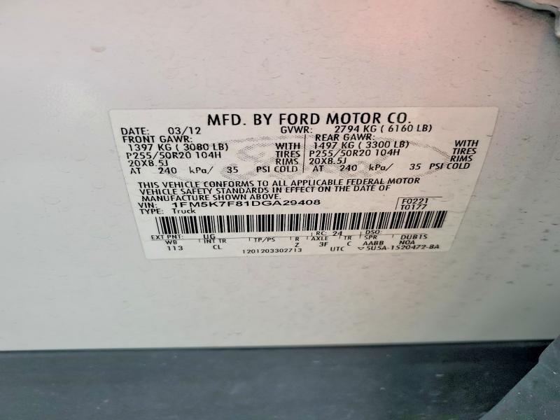 Продаж на аукціоні авто 2013 Ford Explorer, vin: 1FM5K7F81DGA29408, номер лоту: 68929866