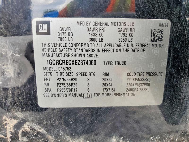 Aukcja sprzedaży 2014 Chevrolet Silverado, vin: 1GCRCRECXEZ374060, numer aukcji: 68740346