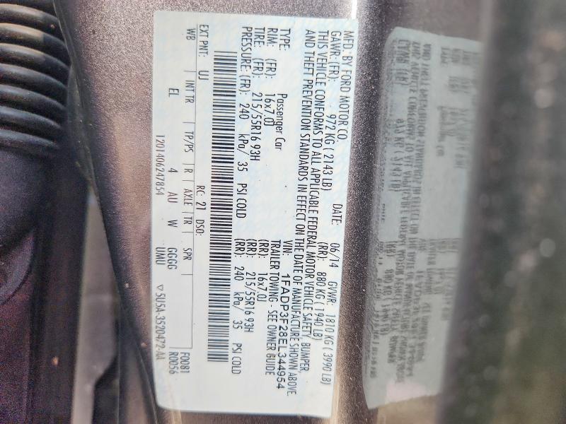 68883446 :رقم المزاد ، 1FADP3F28EL344954 vin ، 2014 Ford Focus مزاد بيع