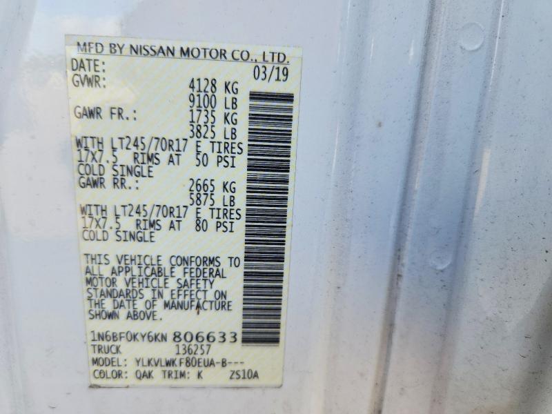 Aukcja sprzedaży 2019 Nissan Nv2500, vin: 1N6BF0KY6KN806633, numer aukcji: 69555006