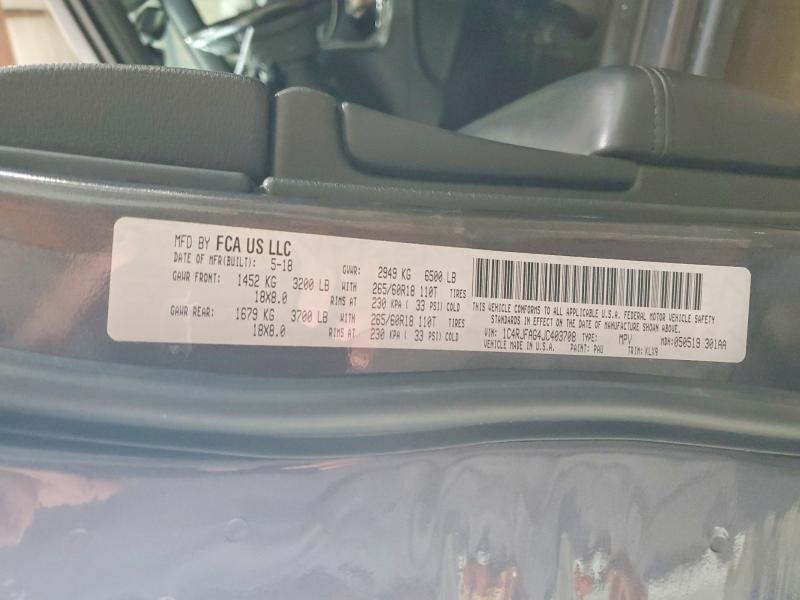 70942256 :رقم المزاد ، 1C4RJFAG4JC403708 vin ، 2018 Jeep Grand Cherokee مزاد بيع