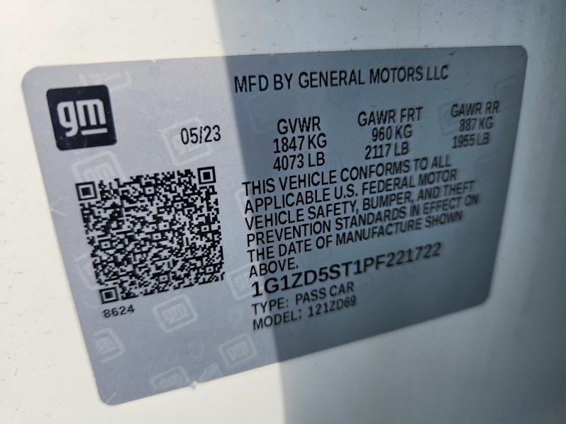 Продажа на аукционе авто 2023 Chevrolet Malibu, vin: 1G1ZD5ST1PF221722, номер лота: 67110466