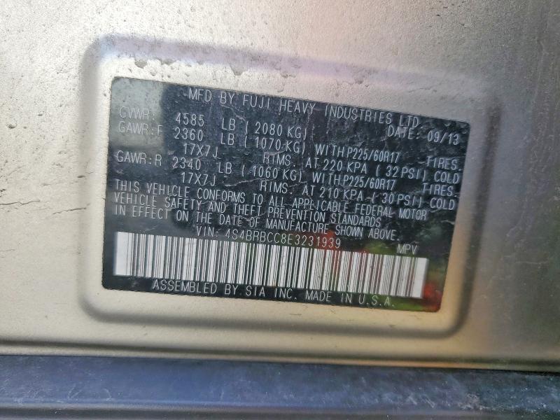 Aukcja sprzedaży 2014 Subaru Outback, vin: 4S4BRBCC8E3231939, numer aukcji: 67922216