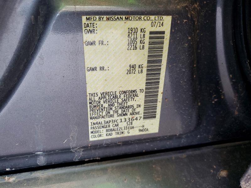 Aukcja sprzedaży 2015 Nissan Altima, vin: 1N4AL3AP3FC133647, numer aukcji: 66854066