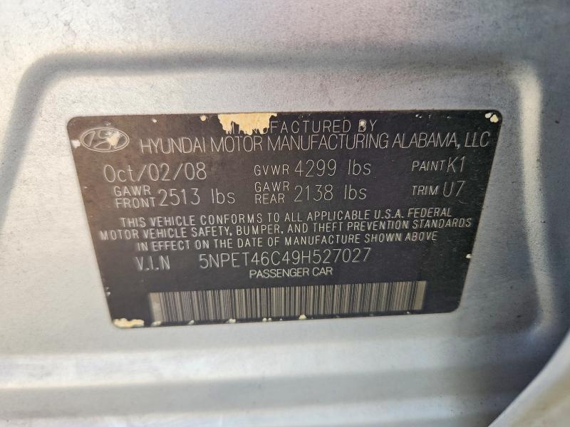 69619386 :رقم المزاد ، 5NPET46C49H527027 vin ، 2009 Hyundai Sonata مزاد بيع