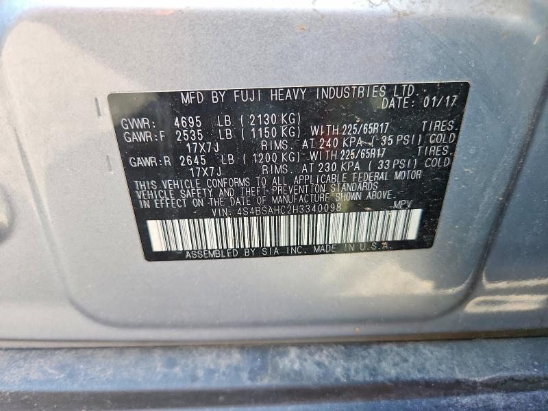 Продажа на аукционе авто 2017 Subaru Outback, vin: 4S4BSAHC2H3340098, номер лота: 69044306