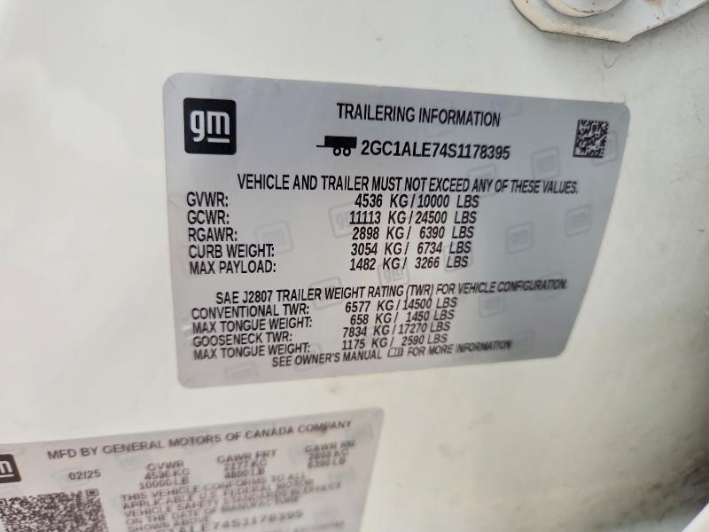 2025 Chevrolet Silverado მანქანა იყიდება აუქციონზე, vin: 2GC1ALE74S1178395, აუქციონის ნომერი: 71227846