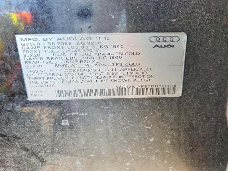 Aukcja sprzedaży 2013 Audi Q7, vin: WA1VMAFE7DD008818, numer aukcji: 70025986
