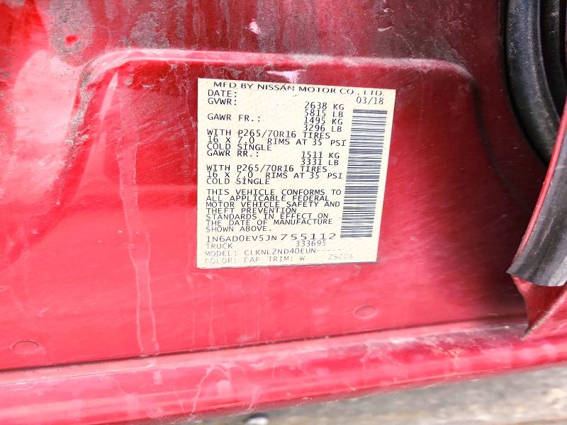 2018 Nissan Frontier მანქანა იყიდება აუქციონზე, vin: 1N6AD0EV5JN755112, აუქციონის ნომერი: 69644096