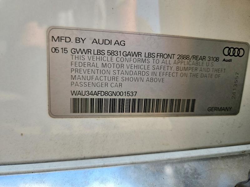 68767006 :رقم المزاد ، WAU34AFD8GN001537 vin ، 2016 Audi A8 مزاد بيع