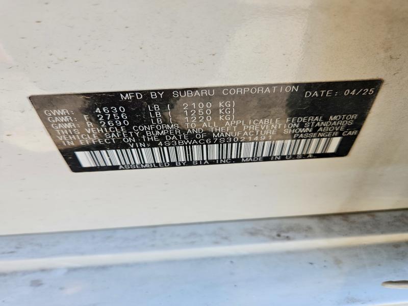 67879406 :رقم المزاد ، 4S3BWAC67S3021491 vin ، 2025 Subaru Legacy مزاد بيع