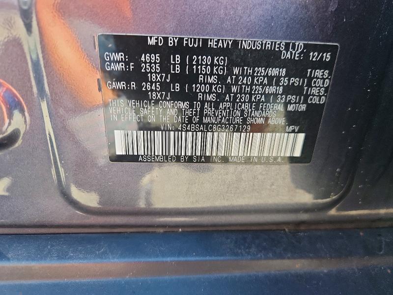 Продажа на аукционе авто 2016 Subaru Outback, vin: 4S4BSALC8G3267129, номер лота: 69305126