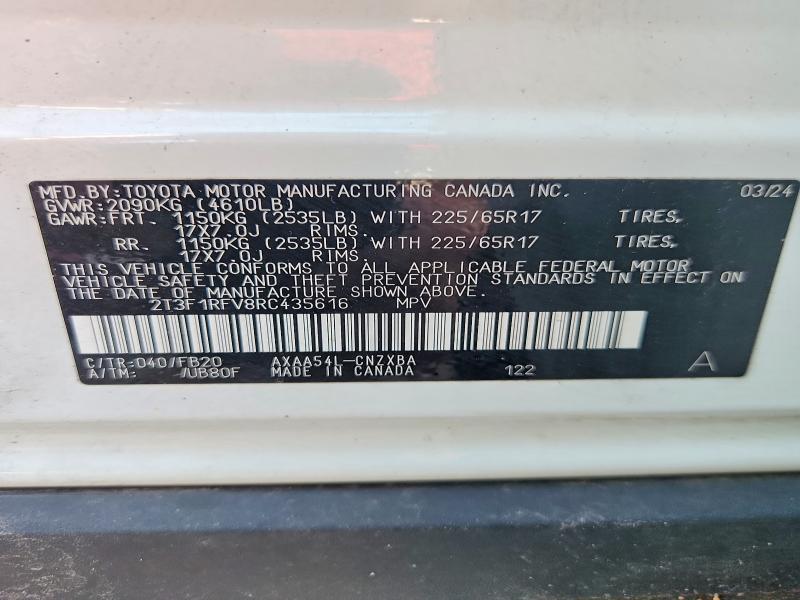 Auction sale of the 2024 Toyota Rav4, vin: 2T3F1RFV8RC435616        , lot number: 68659236