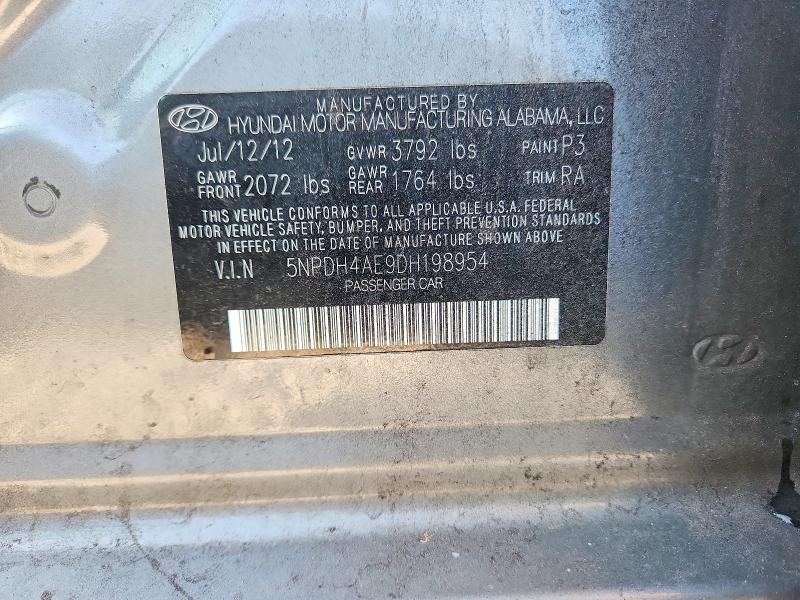 Продаж на аукціоні авто 2013 Hyundai Elantra, vin: 5NPDH4AE9DH198954, номер лоту: 69292046