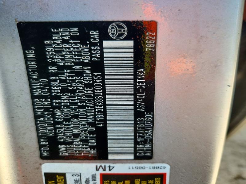 Продажа на аукционе авто 2011 Toyota Camry, vin: 4T1BF3EK8BU603451, номер лота: 69940706