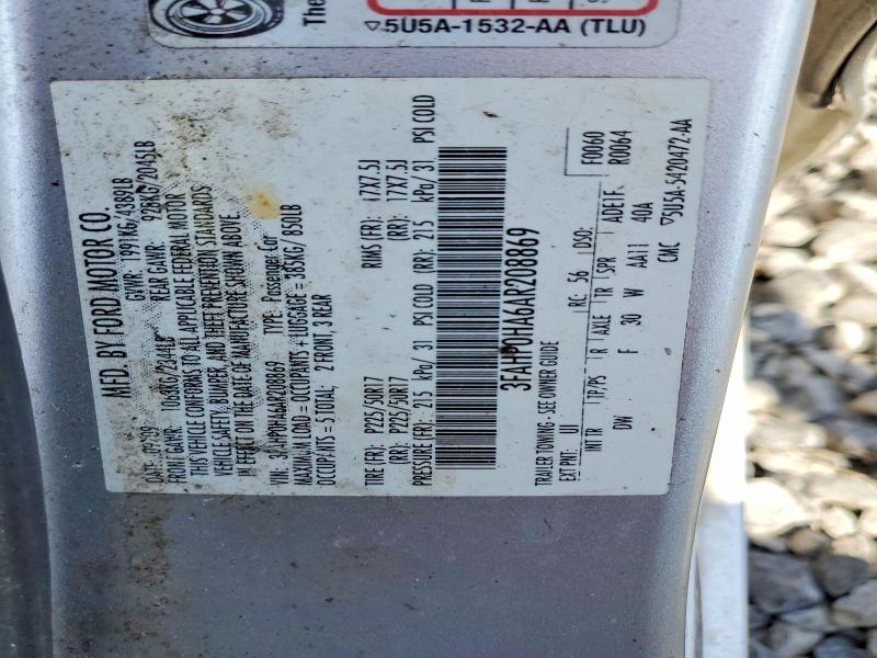 Продажа на аукционе авто 2010 Ford Fusion, vin: 3FAHP0HA6AR208869, номер лота: 71100186