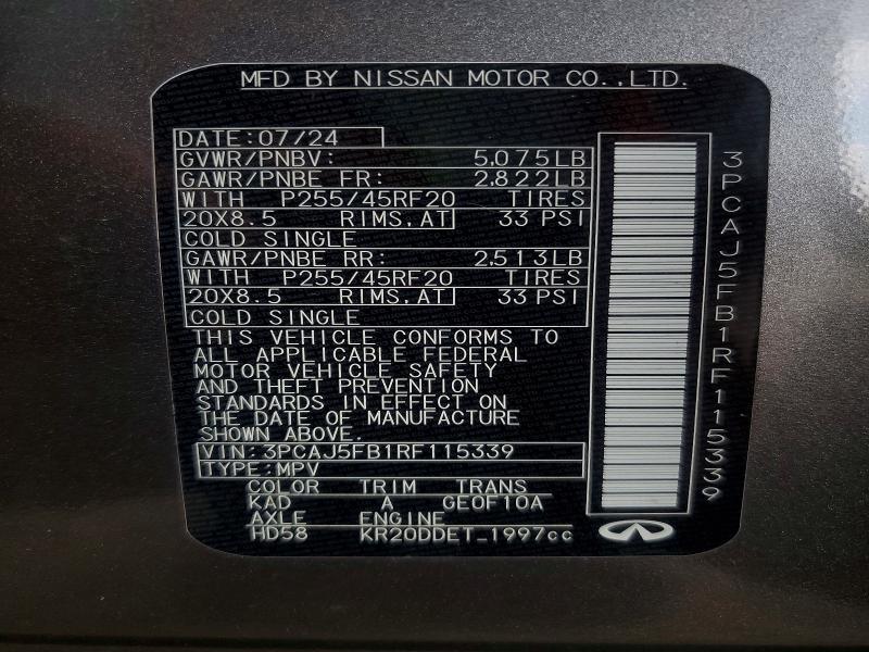 Aukcja sprzedaży 2024 Infiniti Qx50, vin: 3PCAJ5FB1RF115339, numer aukcji: 66925266