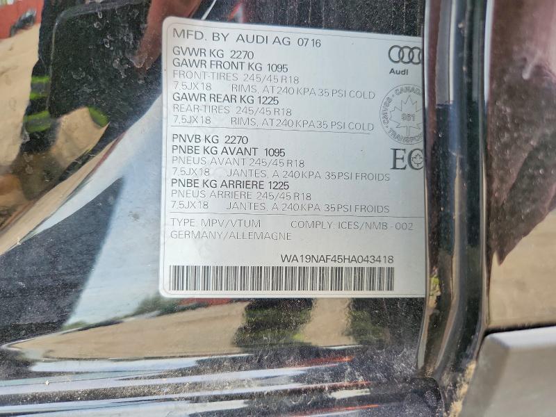 Продаж на аукціоні авто 2017 Audi A4 Allroad, vin: WA19NAF45HA043418, номер лоту: 67789166