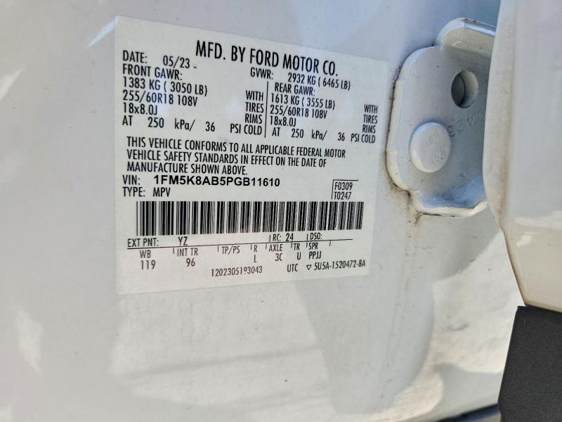 70673836 :رقم المزاد ، 1FM5K8AB5PGB11610 vin ، 2023 Ford Explorer مزاد بيع