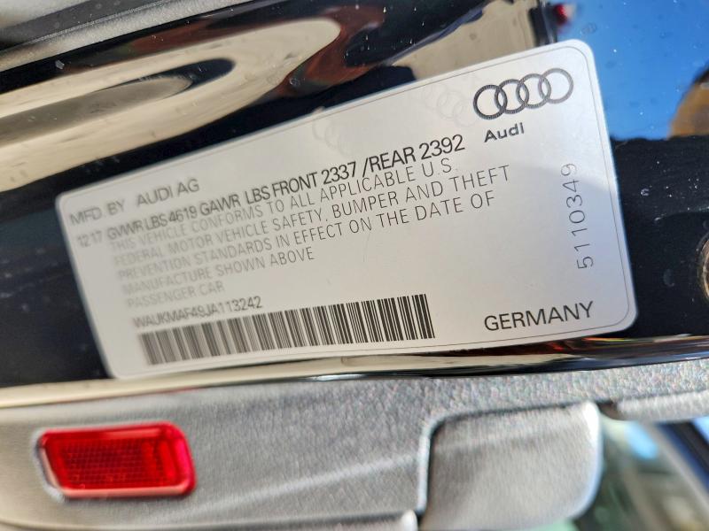 67714006 :رقم المزاد ، WAUKMAF49JA113242 vin ، 2018 Audi A4 مزاد بيع