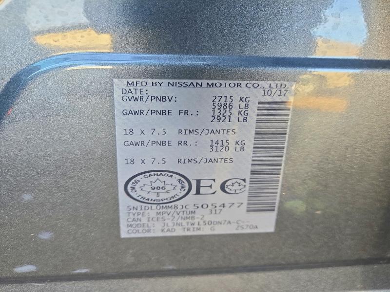 Aukcja sprzedaży 2018 Infiniti Qx60, vin: 5N1DL0MM8JC505477, numer aukcji: 69087906