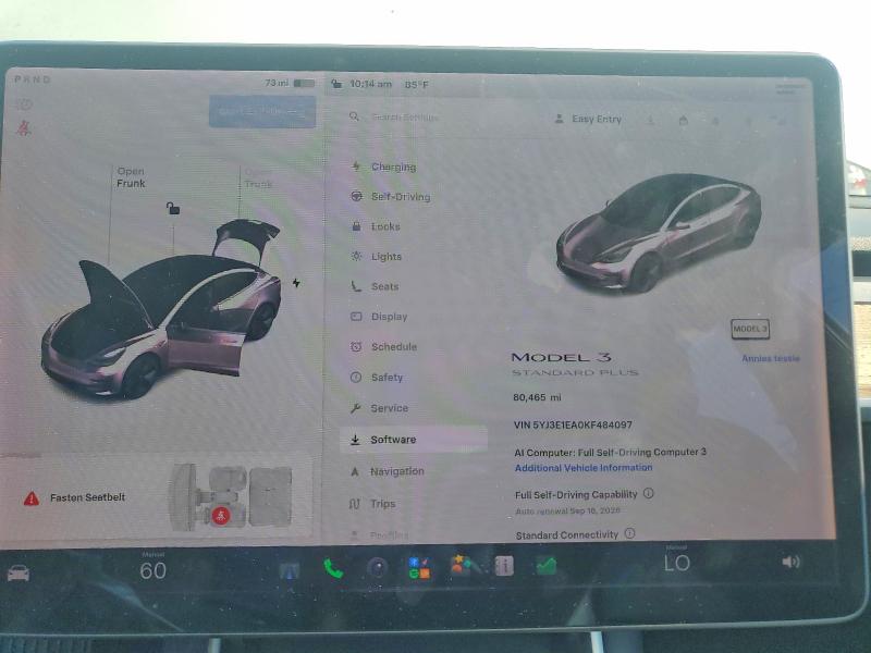 67422916 :رقم المزاد ، 5YJ3E1EA0KF484097 vin ، 2019 Tesla Model 3 مزاد بيع
