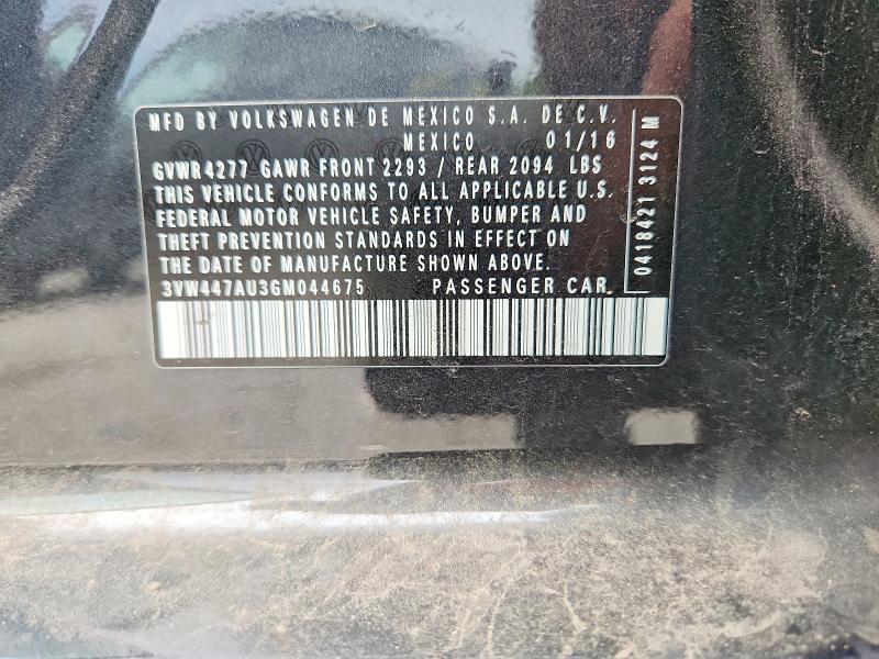 68025886 :رقم المزاد ، 3VW447AU3GM044675 vin ، 2016 Volkswagen Gti مزاد بيع