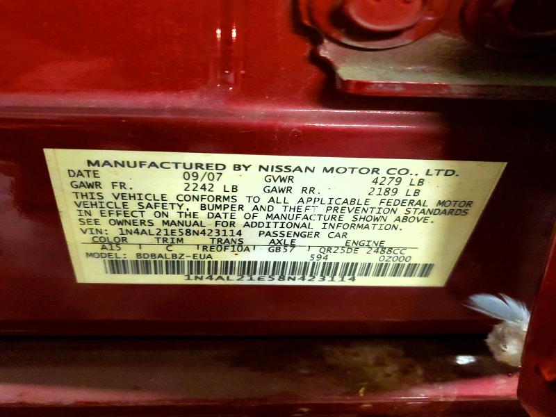 Продаж на аукціоні авто 2008 Nissan Altima, vin: 1N4AL21E58N423114, номер лоту: 70221226