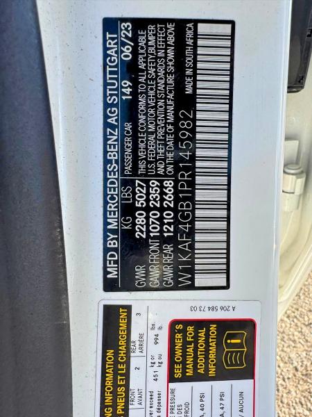 Auction sale of the 2023 Mercedes-benz C, vin: W1KAF4GB1PR145982, lot number: 68856726
