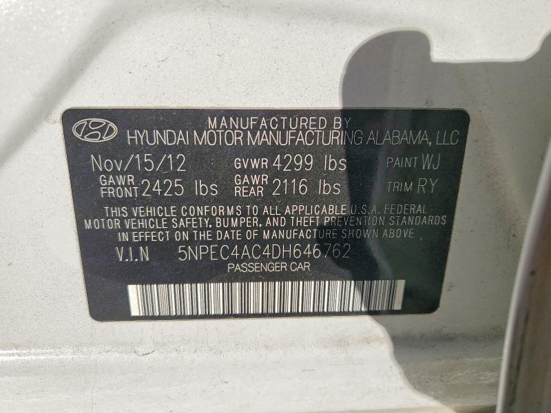 Продажа на аукционе авто 2013 Hyundai Sonata, vin: 5NPEC4AC4DH646762, номер лота: 68885336