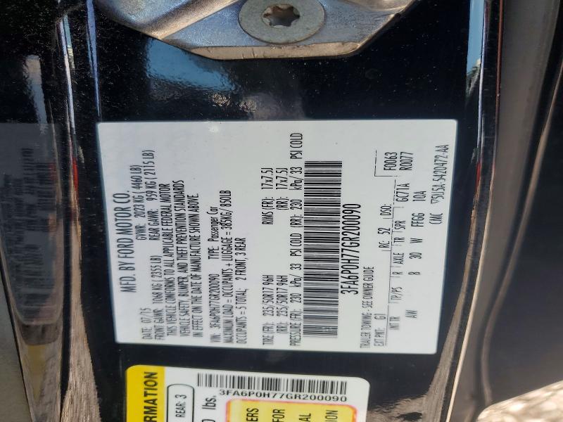 Aukcja sprzedaży 2016 Ford Fusion, vin: 3FA6P0H77GR200090, numer aukcji: 68373396