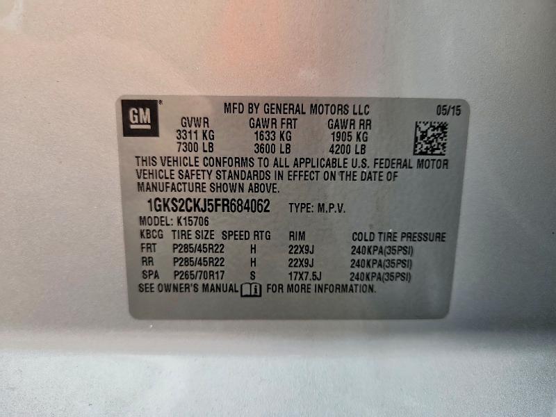2015 Gmc Yukon მანქანა იყიდება აუქციონზე, vin: 1GKS2CKJ5FR684062, აუქციონის ნომერი: 71407006