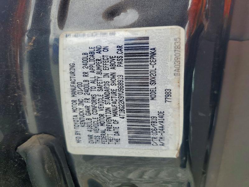 2000 Toyota Camry მანქანა იყიდება აუქციონზე, vin: 4T1BG22K9YU968919, აუქციონის ნომერი: 68530526