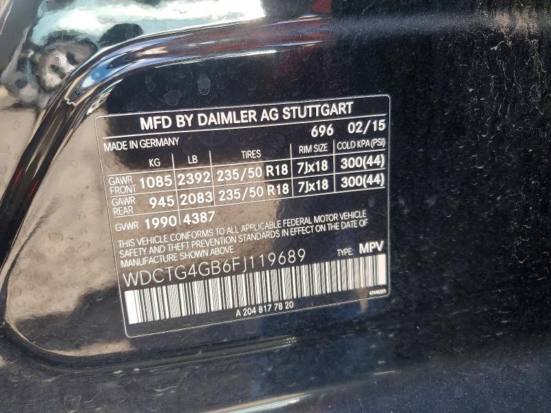 Продажа на аукционе авто 2015 Mercedes-benz Gla, vin: WDCTG4GB6FJ119689, номер лота: 68997126
