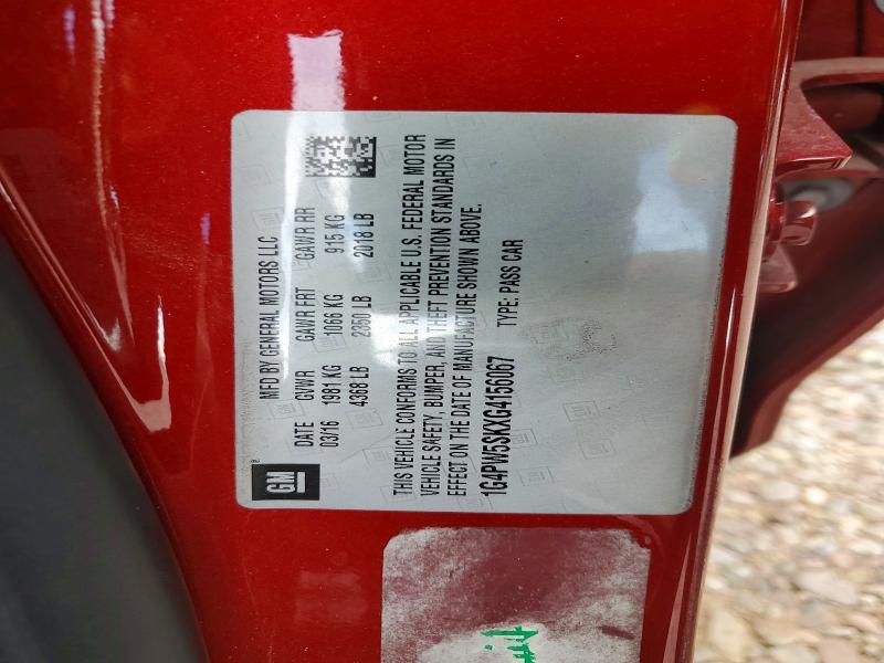 67529286 :رقم المزاد ، 1G4PW5SKXG4156067 vin ، 2016 Buick Verano مزاد بيع