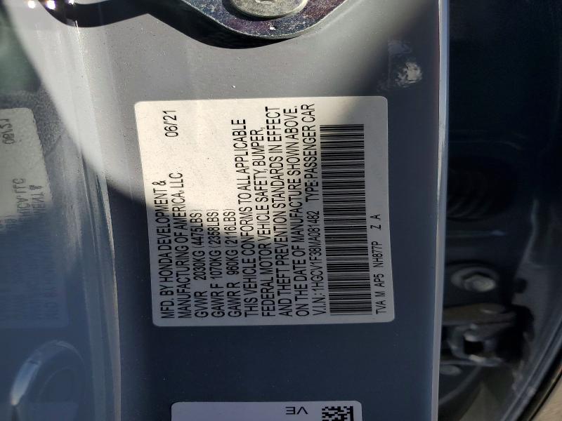 Продаж на аукціоні авто 2021 Honda Accord, vin: 1HGCV1F38MA081482, номер лоту: 68707646